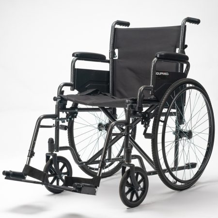 Equipmed 24 Inch Folding Bariatric Wheelchair| XL Wide Design |136kg Capacity| Dark Grey Hammertone