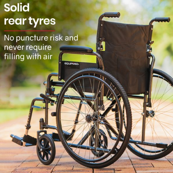 Equipmed 24 Inch Folding Bariatric Wheelchair| XL Wide Design |136kg Capacity| Dark Grey Hammertone - Image 8