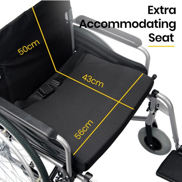 EQUIPMED Extra-Wide Folding Wheelchair |150kg Capacity | 24 Inch Wheels |  Black - Image 9