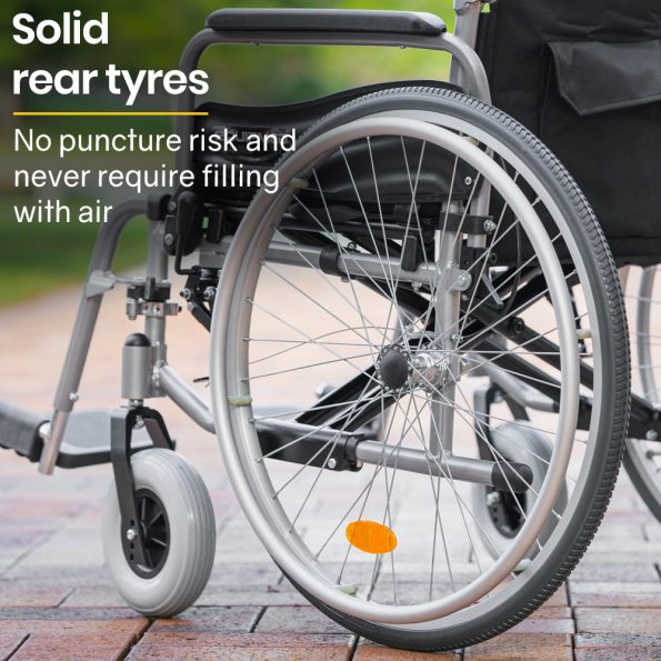 EQUIPMED Extra-Wide Folding Wheelchair |150kg Capacity | 24 Inch Wheels |  Black - Image 10