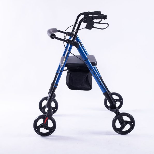 EQUIPMED 4 Wheel Lightweight Rollator Walker| Aluminium Frame| Seat| Carry Bag| for Seniors | Blue - Image 2