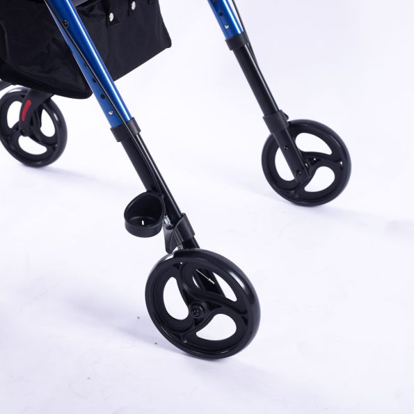 EQUIPMED 4 Wheel Lightweight Rollator Walker| Aluminium Frame| Seat| Carry Bag| for Seniors | Blue - Image 4