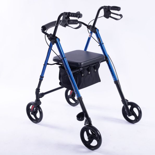 EQUIPMED 4 Wheel Lightweight Rollator Walker| Aluminium Frame| Seat| Carry Bag| for Seniors | Blue - Image 7