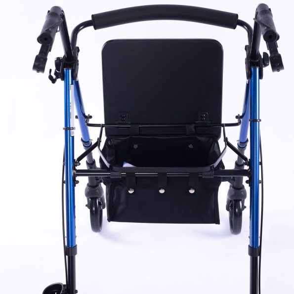 EQUIPMED 4 Wheel Lightweight Rollator Walker| Aluminium Frame| Seat| Carry Bag| for Seniors | Blue - Image 8