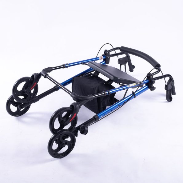 EQUIPMED 4 Wheel Lightweight Rollator Walker| Aluminium Frame| Seat| Carry Bag| for Seniors | Blue - Image 10