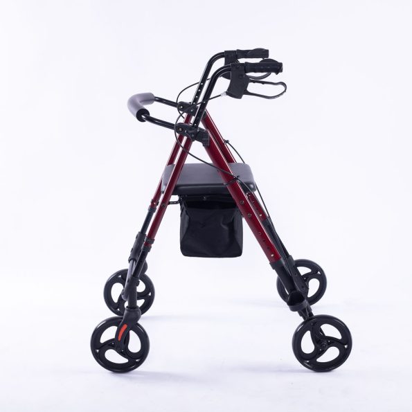 EQUIPMED 4 Wheel Lightweight Rollator Walker |  Aluminium Frame| Seat |Carry Bag | for Seniors | Red - Image 2