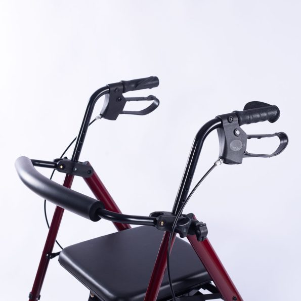 EQUIPMED 4 Wheel Lightweight Rollator Walker |  Aluminium Frame| Seat |Carry Bag | for Seniors | Red - Image 4