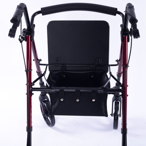 EQUIPMED 4 Wheel Lightweight Rollator Walker |  Aluminium Frame| Seat |Carry Bag | for Seniors | Red - Image 8
