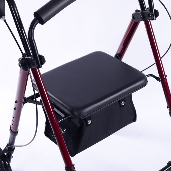 EQUIPMED 4 Wheel Lightweight Rollator Walker |  Aluminium Frame| Seat |Carry Bag | for Seniors | Red - Image 10