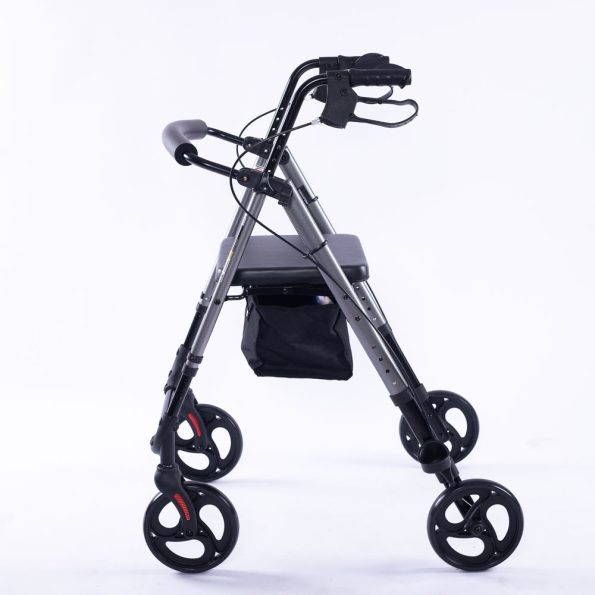 EQUIPMED 4 Wheel Lightweight Rollator Walker | Aluminium Frame | Seat | Carry Bag | for Seniors| Titanium Style - Image 2