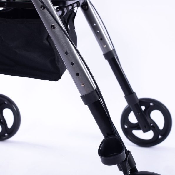 EQUIPMED 4 Wheel Lightweight Rollator Walker | Aluminium Frame | Seat | Carry Bag | for Seniors| Titanium Style - Image 3