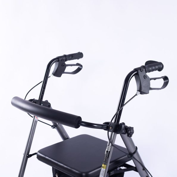 EQUIPMED 4 Wheel Lightweight Rollator Walker | Aluminium Frame | Seat | Carry Bag | for Seniors| Titanium Style - Image 4