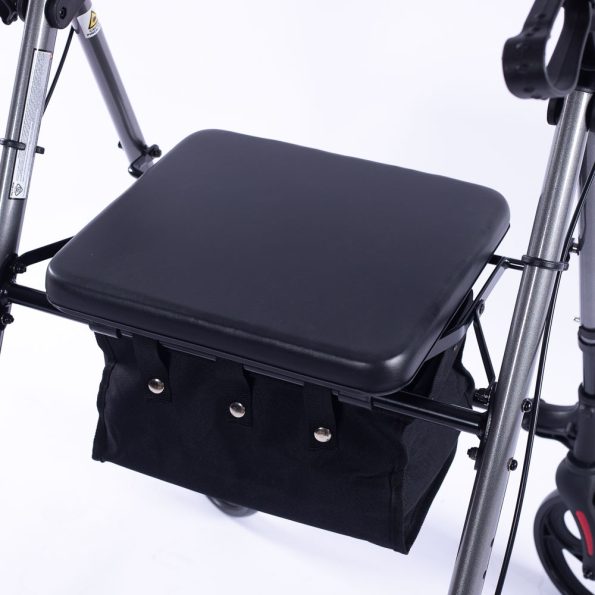 EQUIPMED 4 Wheel Lightweight Rollator Walker | Aluminium Frame | Seat | Carry Bag | for Seniors| Titanium Style - Image 9