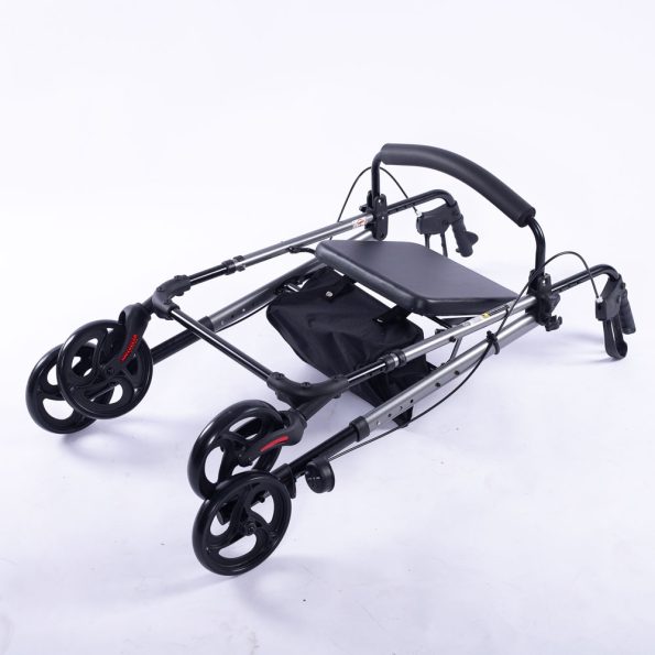 EQUIPMED 4 Wheel Lightweight Rollator Walker | Aluminium Frame | Seat | Carry Bag | for Seniors| Titanium Style - Image 10