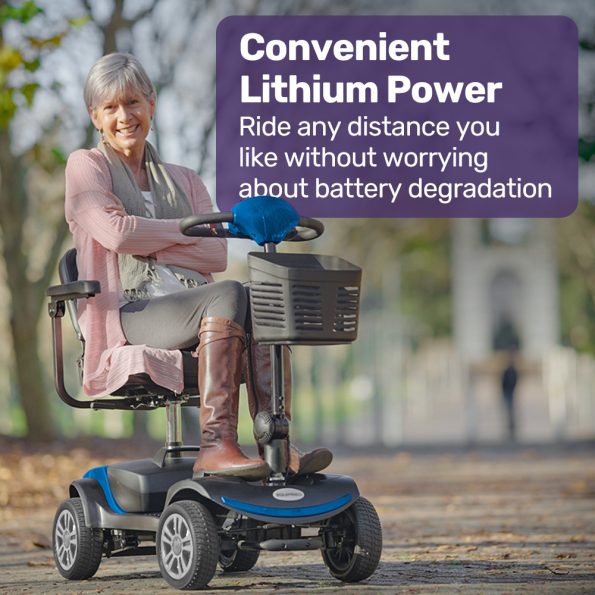 EQUIPMED FreeRoam+ Mid-Sized Lithium Fast Easy Charge Mobility Scooter| Blue - Image 3