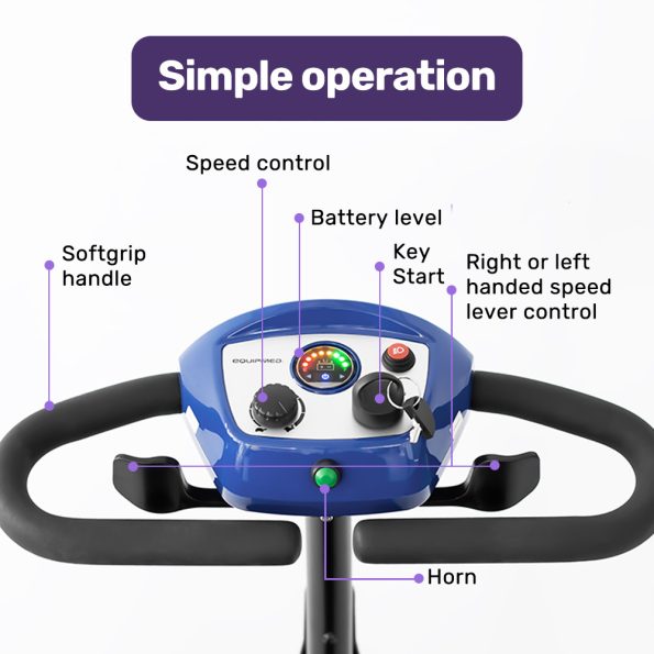 EQUIPMED FreeRoam+ Mid-Sized Lithium Fast Easy Charge Mobility Scooter| Blue - Image 4
