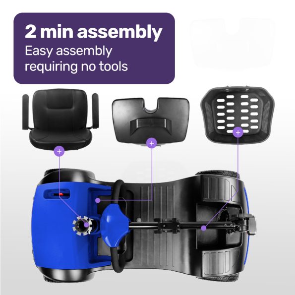 EQUIPMED FreeRoam+ Mid-Sized Lithium Fast Easy Charge Mobility Scooter| Blue - Image 6