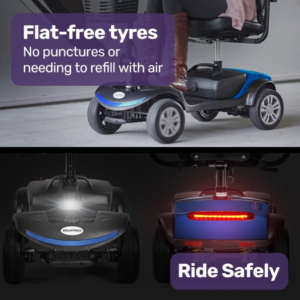 EQUIPMED FreeRoam+ Mid-Sized Lithium Fast Easy Charge Mobility Scooter| Blue - Image 8