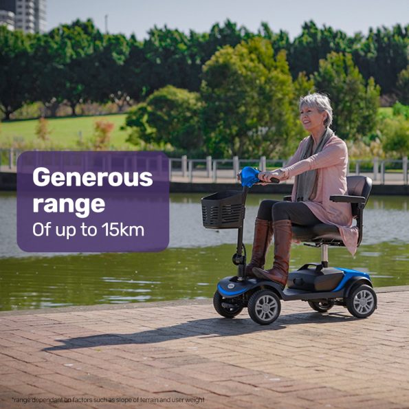EQUIPMED FreeRoam+ Mid-Sized Lithium Fast Easy Charge Mobility Scooter| Blue - Image 9