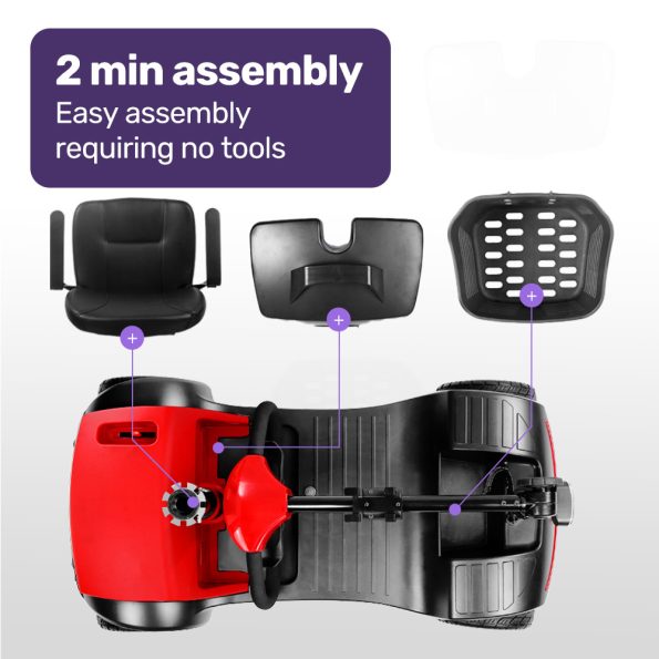 EQUIPMED FreeRoam+ Mid-Sized Lithium Fast Easy Charge Mobility Scooter| Red - Image 6