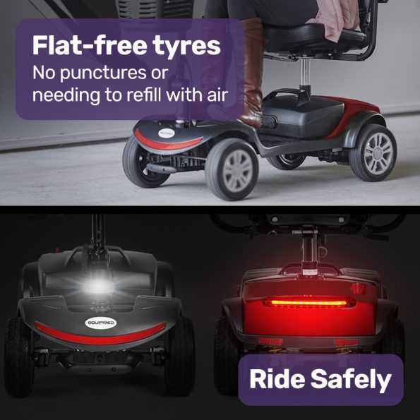 EQUIPMED FreeRoam+ Mid-Sized Lithium Fast Easy Charge Mobility Scooter| Red - Image 8