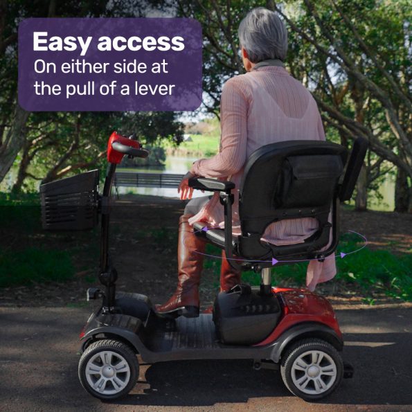 EQUIPMED FreeRoam+ Mid-Sized Lithium Fast Easy Charge Mobility Scooter| Red - Image 10