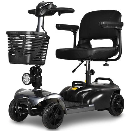 EQUIPMED FreeLite+ Mid-Sized Foldable Electric Mobility Scooter| Lithium Battery| Long Range and Easy Charging| Grey