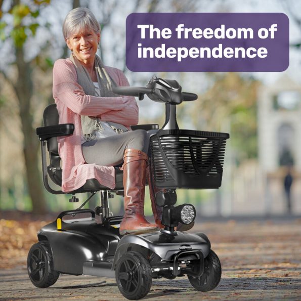 EQUIPMED FreeLite+ Mid-Sized Foldable Electric Mobility Scooter| Lithium Battery| Long Range and Easy Charging| Grey - Image 2