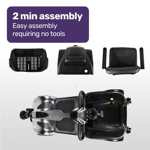 EQUIPMED FreeLite+ Mid-Sized Foldable Electric Mobility Scooter| Lithium Battery| Long Range and Easy Charging| Grey - Image 4