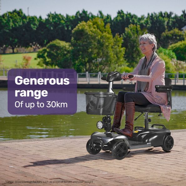 EQUIPMED FreeLite+ Mid-Sized Foldable Electric Mobility Scooter| Lithium Battery| Long Range and Easy Charging| Grey - Image 7