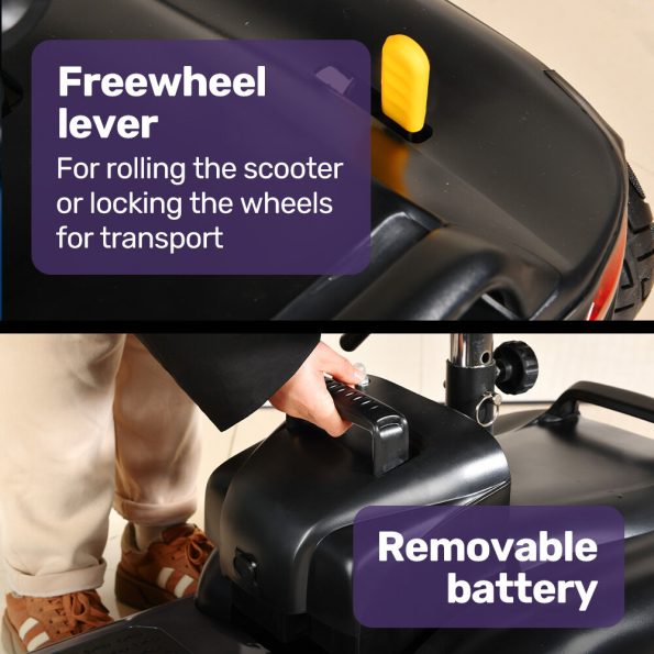 EQUIPMED FreeLite+ Mid-Sized Foldable Electric Mobility Scooter| Lithium Battery| Long Range and Easy Charging| Grey - Image 12
