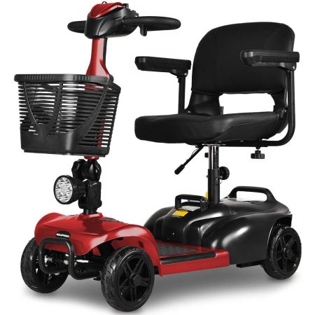 EQUIPMED FreeLite+ Mid-Sized Foldable Electric Mobility Scooter| Lithium Battery| Long Range and Easy Charging| Red