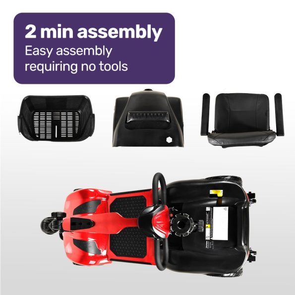 EQUIPMED FreeLite+ Mid-Sized Foldable Electric Mobility Scooter| Lithium Battery| Long Range and Easy Charging| Red - Image 4