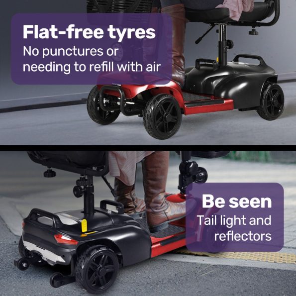 EQUIPMED FreeLite+ Mid-Sized Foldable Electric Mobility Scooter| Lithium Battery| Long Range and Easy Charging| Red - Image 6