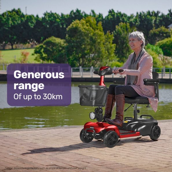 EQUIPMED FreeLite+ Mid-Sized Foldable Electric Mobility Scooter| Lithium Battery| Long Range and Easy Charging| Red - Image 7
