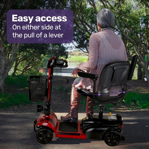 EQUIPMED FreeLite+ Mid-Sized Foldable Electric Mobility Scooter| Lithium Battery| Long Range and Easy Charging| Red - Image 8