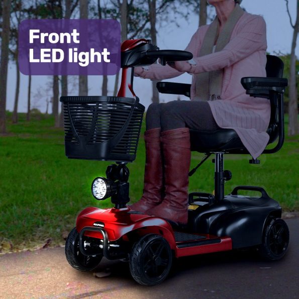 EQUIPMED FreeLite+ Mid-Sized Foldable Electric Mobility Scooter| Lithium Battery| Long Range and Easy Charging| Red - Image 10