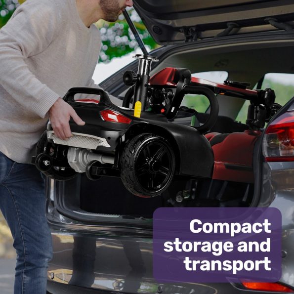 EQUIPMED FreeLite+ Mid-Sized Foldable Electric Mobility Scooter| Lithium Battery| Long Range and Easy Charging| Red - Image 13