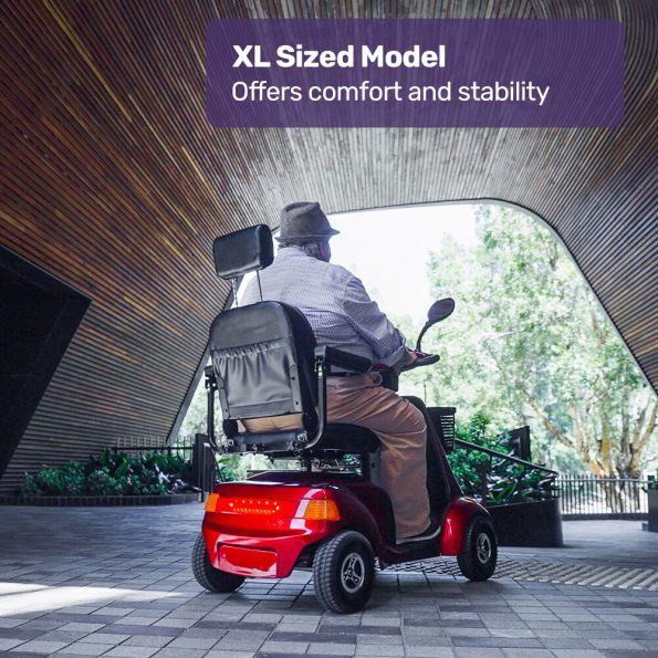EQUIPMED LeisureCruise Extra Large-Sized| High Power| 182kg Capacity Mobility Scooter  - Red - Image 3