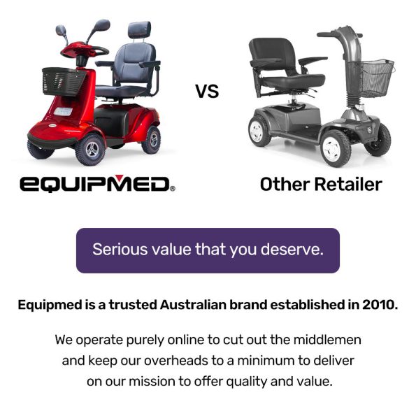 EQUIPMED LeisureCruise Extra Large-Sized| High Power| 182kg Capacity Mobility Scooter  - Red - Image 5