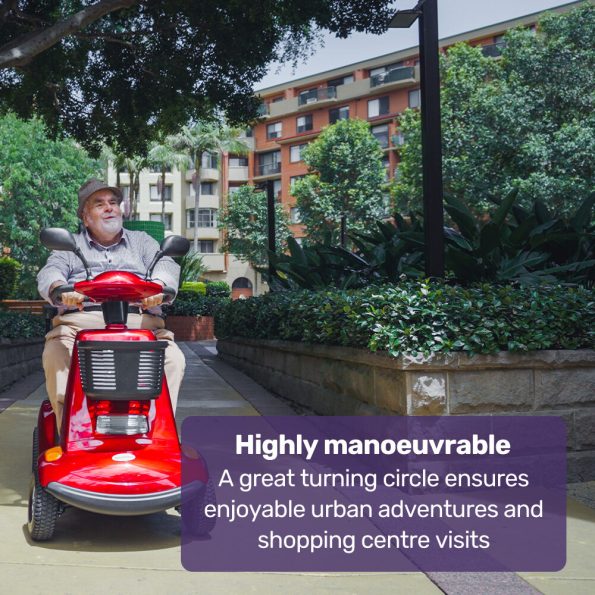 EQUIPMED LeisureCruise Extra Large-Sized| High Power| 182kg Capacity Mobility Scooter  - Red - Image 7