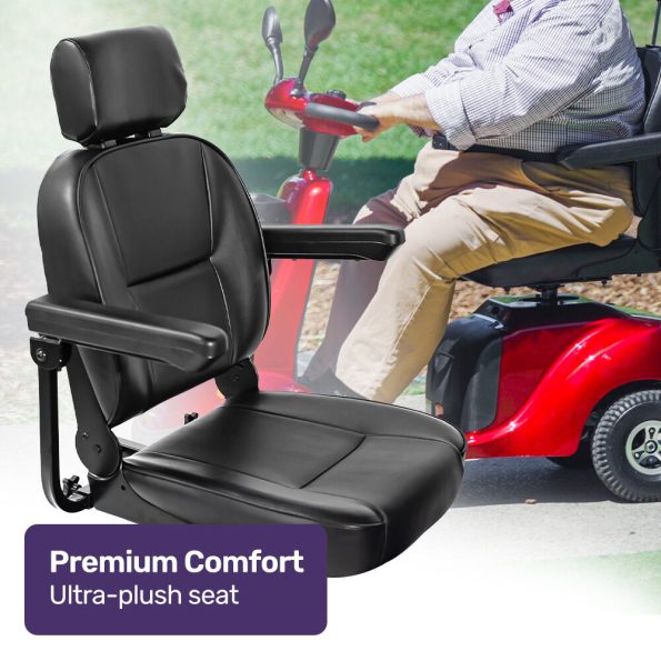 EQUIPMED LeisureCruise Extra Large-Sized| High Power| 182kg Capacity Mobility Scooter  - Red - Image 8
