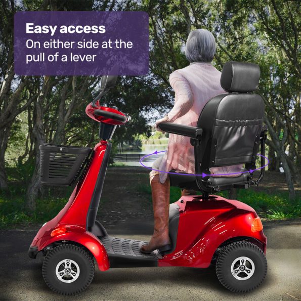 EQUIPMED LeisureCruise Extra Large-Sized| High Power| 182kg Capacity Mobility Scooter  - Red - Image 10