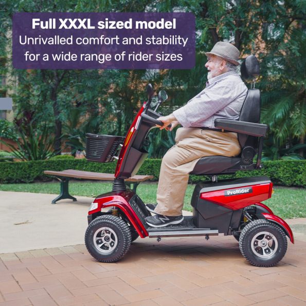 Equipmed ProRider Ultra Large-sized| High Power| Strong Climber| Varied Terrain 200kg Capacity Mobility Scooter - Red - Image 3