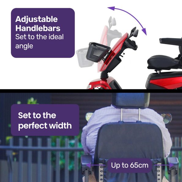 Equipmed ProRider Ultra Large-sized| High Power| Strong Climber| Varied Terrain 200kg Capacity Mobility Scooter - Red - Image 7
