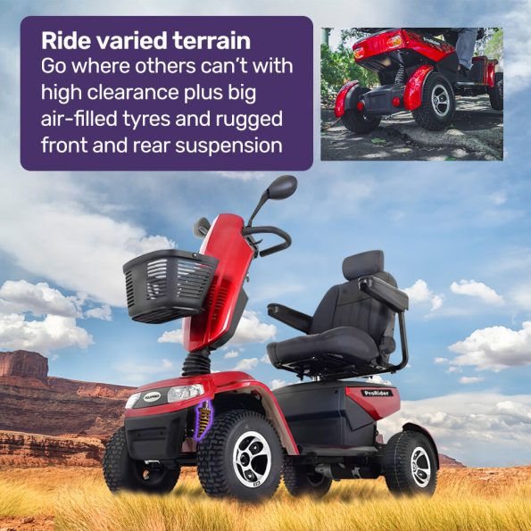 Equipmed ProRider Ultra Large-sized| High Power| Strong Climber| Varied Terrain 200kg Capacity Mobility Scooter - Red - Image 8
