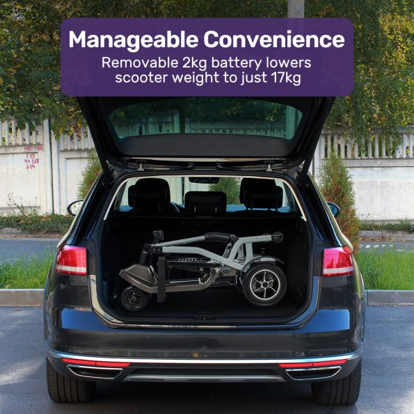 EQUIPMED Ultra-Lightweight Folding Electric Mobility Scooter| 19kg with Battery Removed| 120kg Capacity| Long Range| Brushless Motor| Portable - Image 4