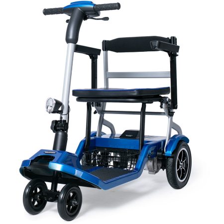 EQUIPMED Ultra-Lightweight Folding Electric Mobility Scooter| 19kg with Battery Removed| 120kg Capacity| Long Range| Brushless Motor| Portable| Blue