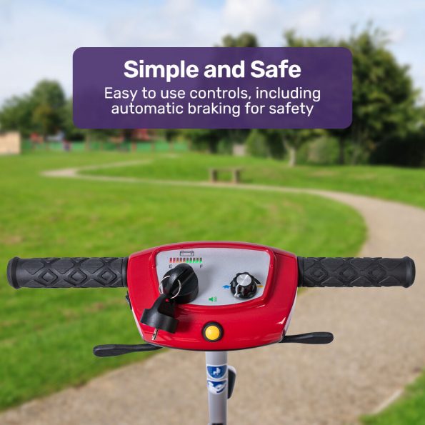 EQUIPMED Ultra-Lightweight Folding Electric Mobility Scooter| 19kg with Battery Removed| 120kg Capacity| Long Range| Brushless Motor| Portable| Red - Image 4