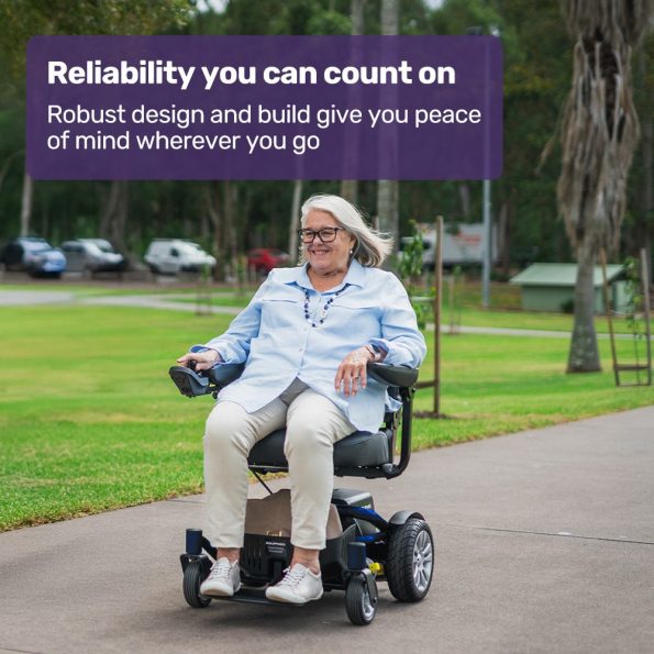 EQUIPMED Heavy Duty Electric Wheelchair| Up to 20km Range| Ultra-Comfortable| Great Turning Circle| Safe Stable Non-Slip Anti-Roll Back Power Chair| Blue - Image 3